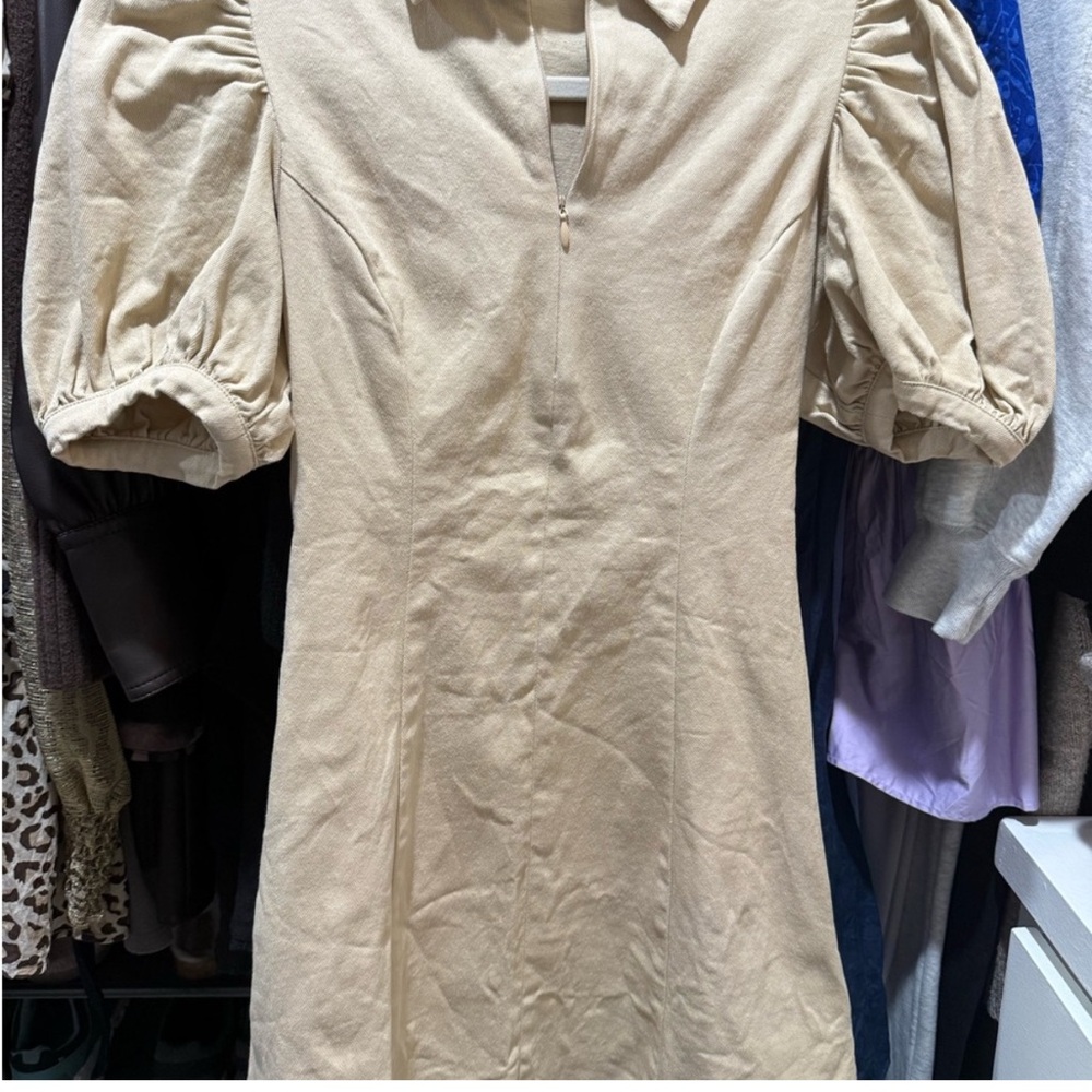 Hyacinth House Tan Front Zip Denim Mini Dress - Picture 3 of 6